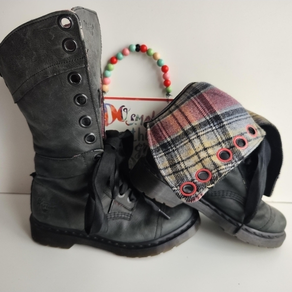 Doc Marten Boots with Plaid Cuff